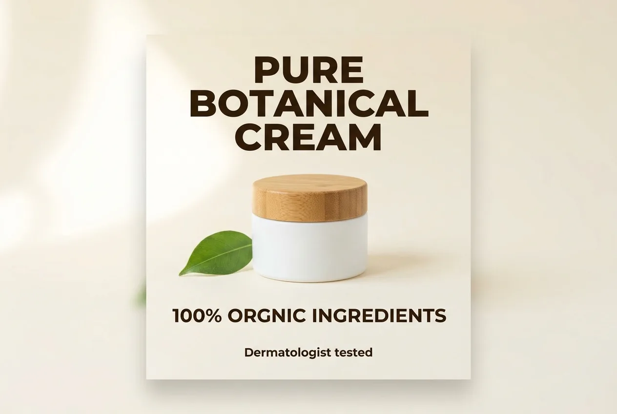 Original skincare card with the typo ORGNIC
